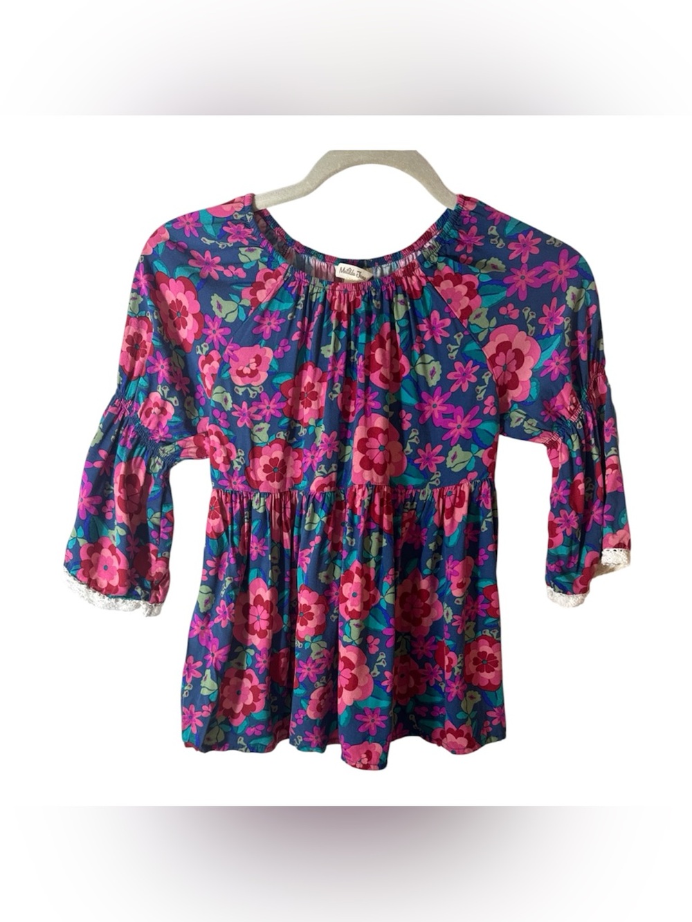 Matilda Jane Girls Colorful Fall Peasnt Elastic Top size 10